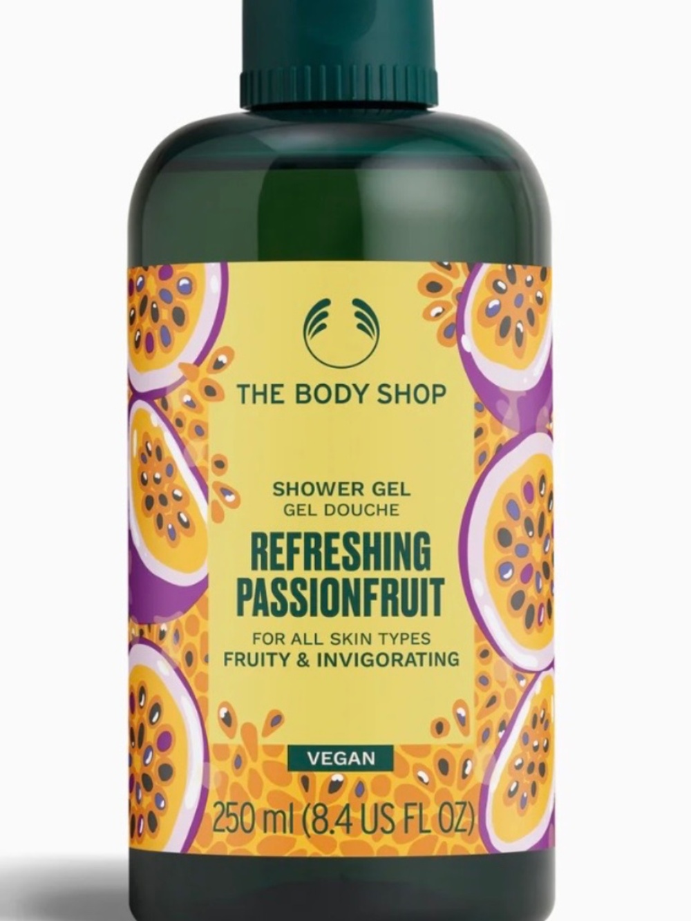 (3/30$) THE BODY SHOP SHOWER GEL, REFRESHING PASSIONFRUIT FOR ALL SKIN TYPES